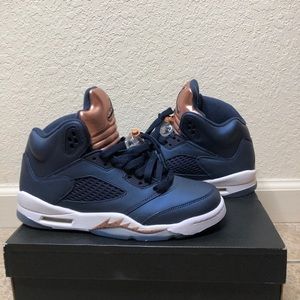 Air Jordan 5s Retro Obsidian/Rosegold
